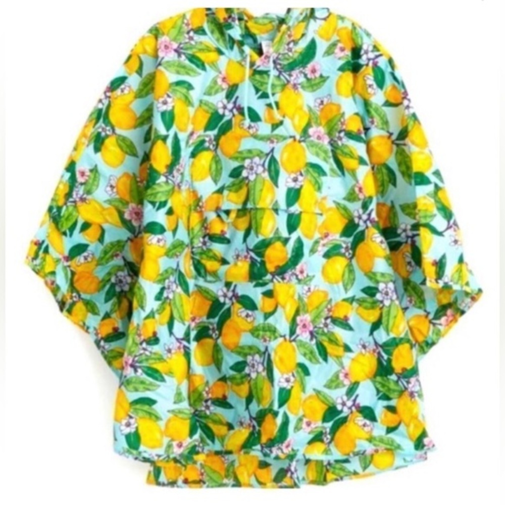 Vera Bradley Lemon Grove Foldable packable hooded Rain Poncho size S/M new